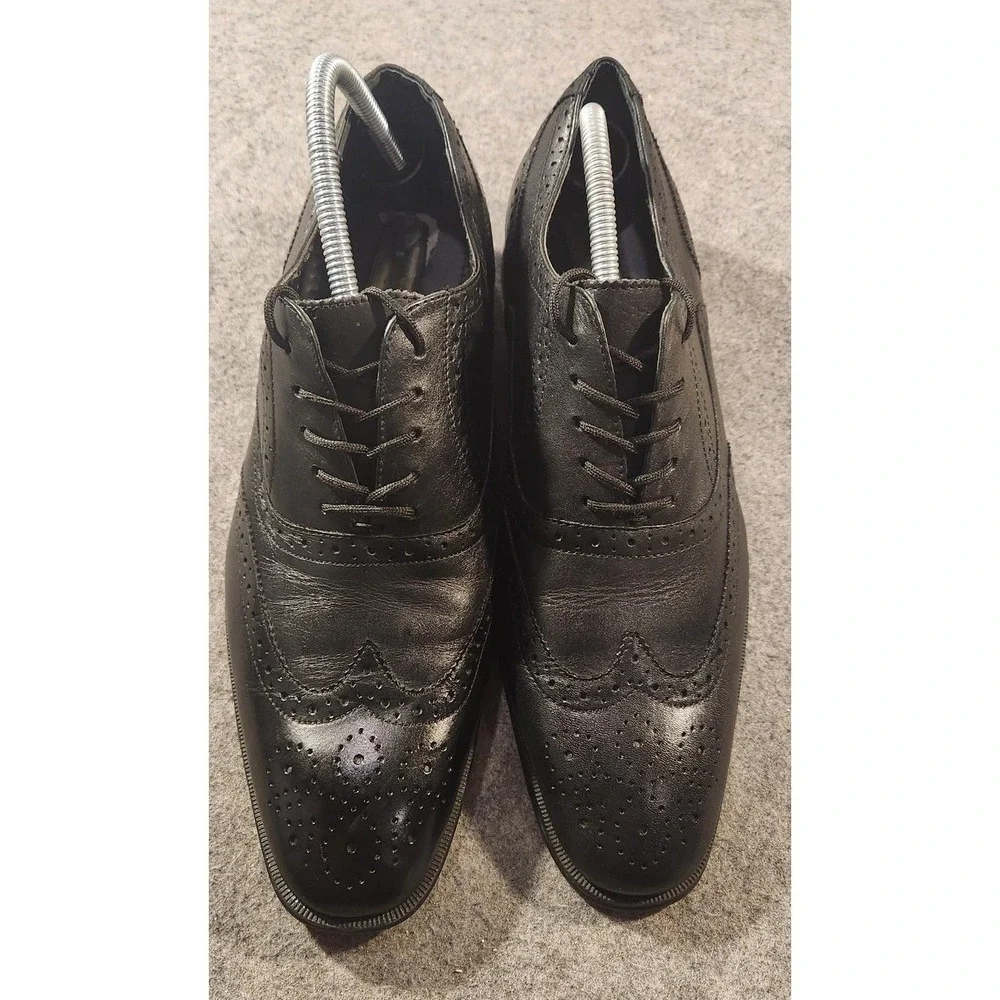Alfani‎ Shoes Mens Size 10 Black Leather Wingtip Oxford Cap Toe Dress Murphy